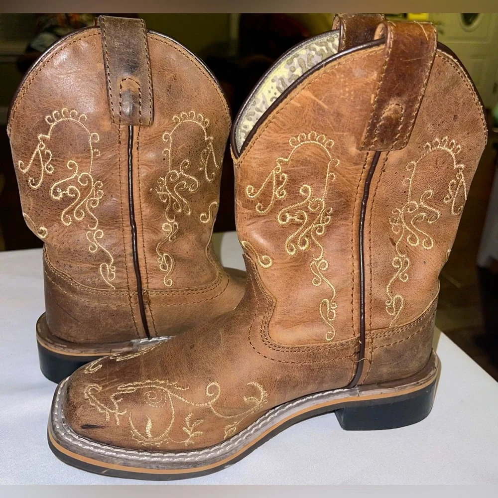 Smoky Mountain Boot Children 12 Marilyn leather square toe western brown 3845C